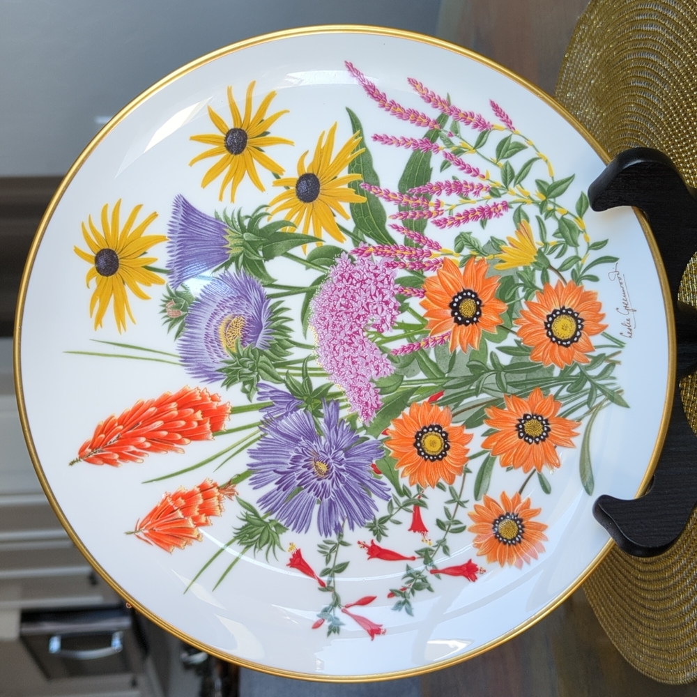 SEPTEMBER - FRANKLIN PORCELAIN FLOWERS OF THE YEAR PLATE COLLECTION Size 10.5"
